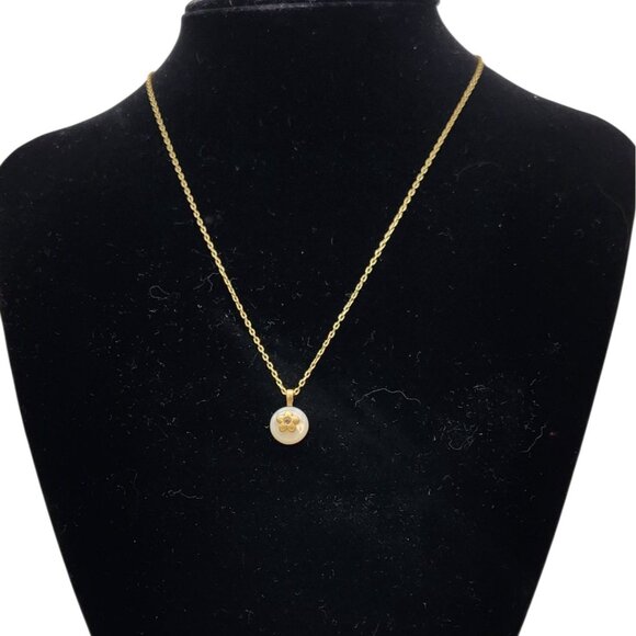 Lia Sophia Wisp Necklace Matte Goldtone and Mother of Pearl 16-18" Retired NIB - Picture 2 of 8